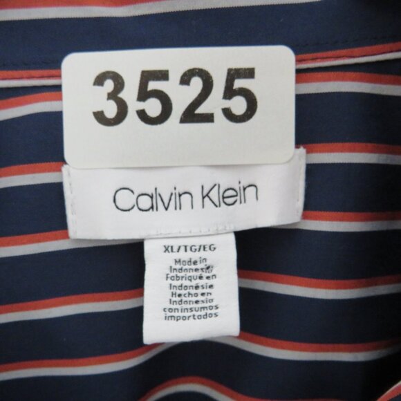 Calvin Klein* Men's Short Sleeve Button Down Curved Hem Stripe Shirt~ Size XL - Picture 3 of 10